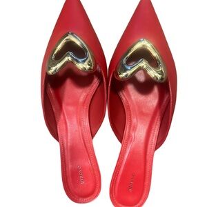 Maeve Heart Mule Heels Never Worn